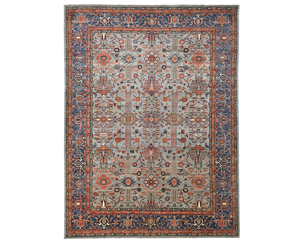 9x12 Gray Aryana Afghan Hand Knotted Veg Dye Wool Area Rug